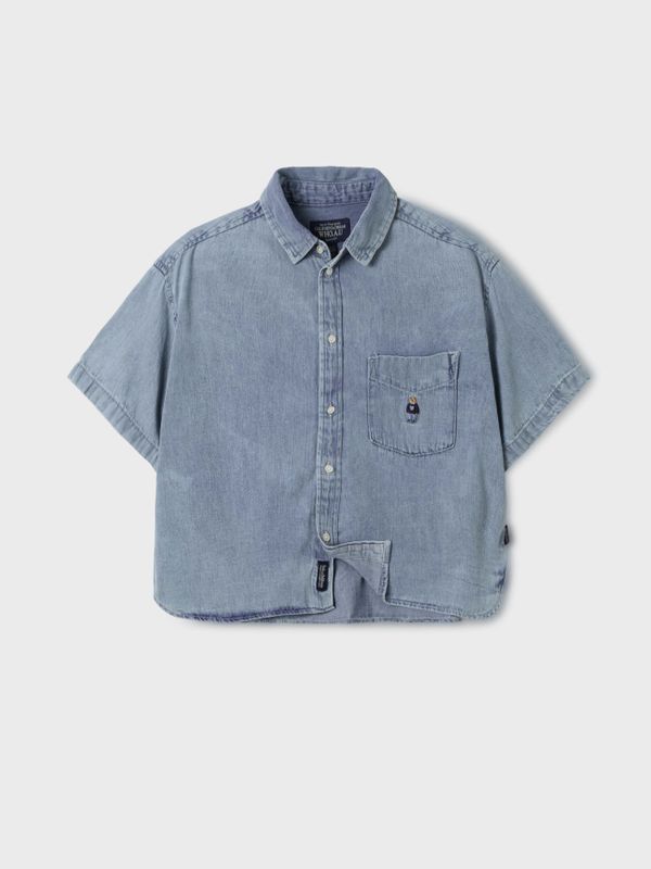 Steve Denim Crop Short Sleeve Shirts_WHYJF2522F