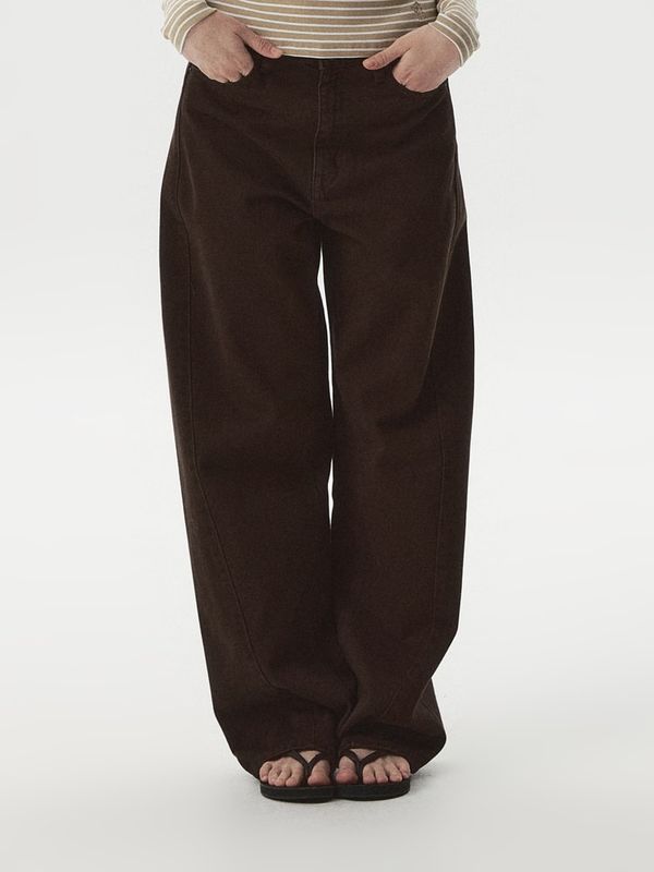 WHOAU Quần nữ Barrel Fit Cotton Twill Pants (F)_WHTAGB831F