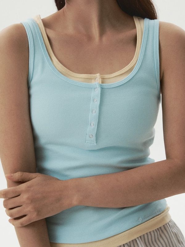 WHOAU Áo Ribbed Henley Sleeveless_WHRNG3792F