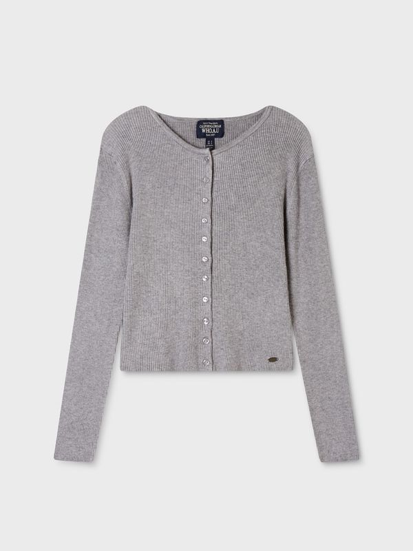WHOAU Áo len Ribbed Button Cardigan_WHCKGB822F