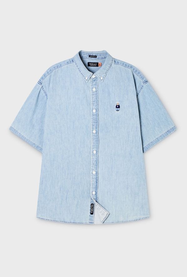 WHOAU Áo sơ mi Unisex Steve Denim Short Sleeve Shirts