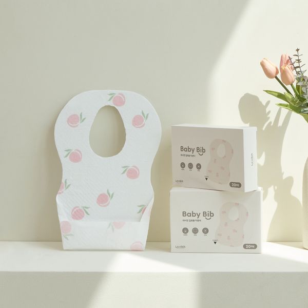 Yếm ăn dặm dùng 1 lần La vikit chống thấm nước họa tiết quả đào xinh xắn tiện lợi cho bé