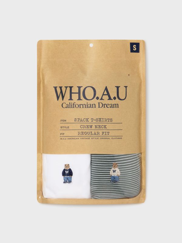 WHOAU Áo thun (2PACK)Steve Pin Stripe T-shirt[B]_WHRSG2351U