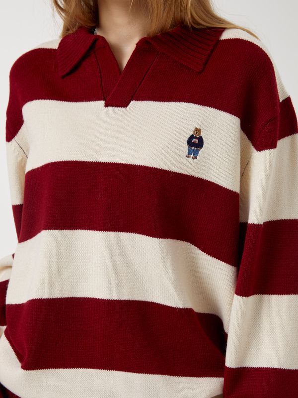 Steve Stripe Open Collar Pullover_WHKAF4923U