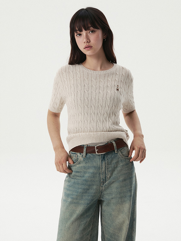 WHOAU Áo len Steve Melange Short Sleeve Sweater_WHKAG2412F