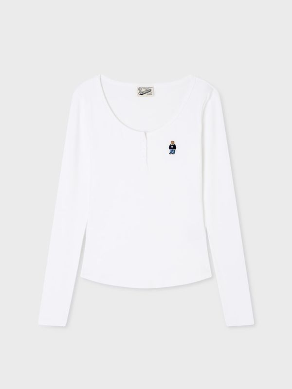 WHOAU Áo thun nữ Steve Ribbed Henryneck T-shirt[B]_WHLAG3852F