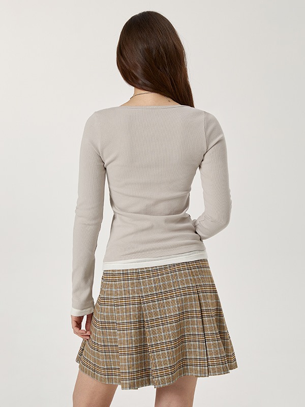 Layered Henry Neck Long Sleeve T-Shirt