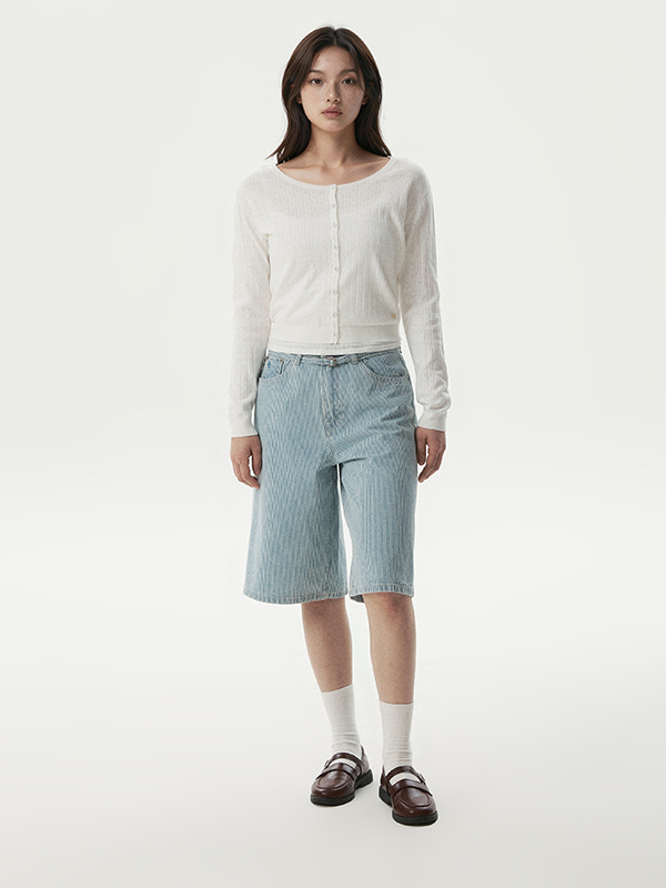 WHOAU Quần ngắn nữ Bermuda Denim Shorts(F)_WHTJG2443F