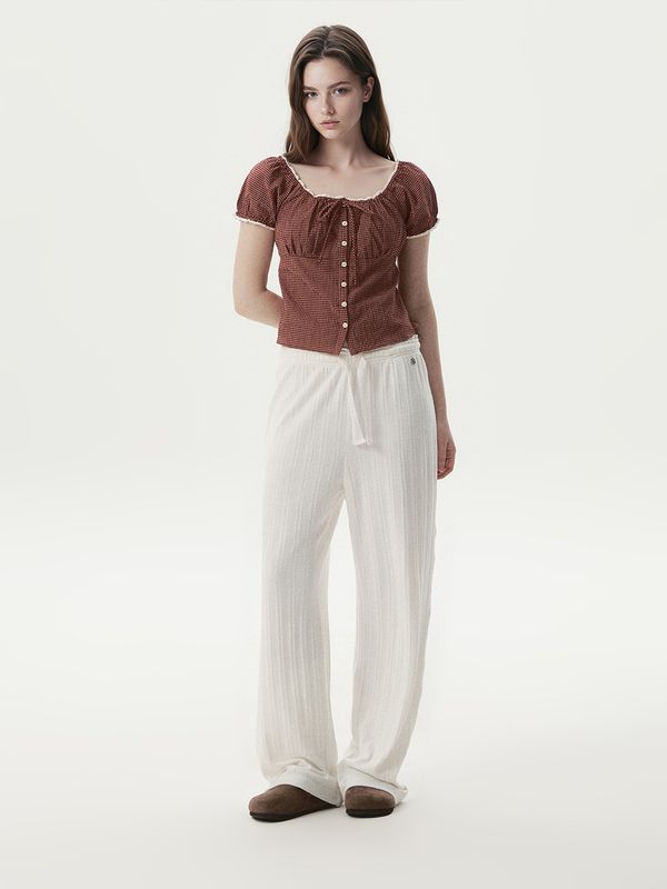 WHOAU Quần nữ Eyelet Jacquard Pants_WHTMG2551F