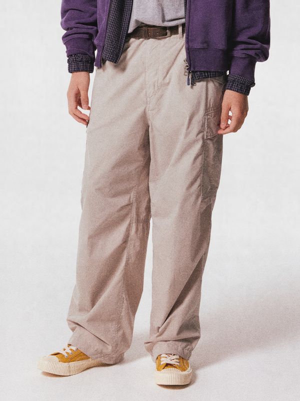 Wide Cotton Nylon Cargo Pants (U)