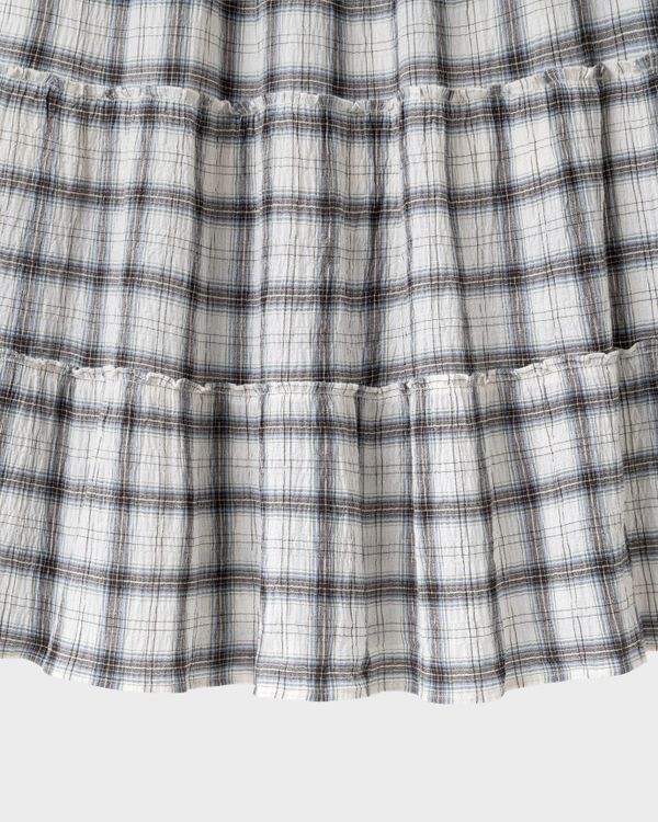 WHOAU Chân váy Meichan Asymmetric Long Plaid Skirt_WHWHG2573B