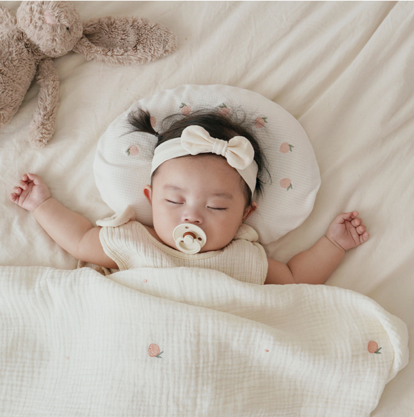 Bộ Gối & Chăn sơ sinh Tặng vỏ gối thêu hoa cho bé từ 0-18 tháng