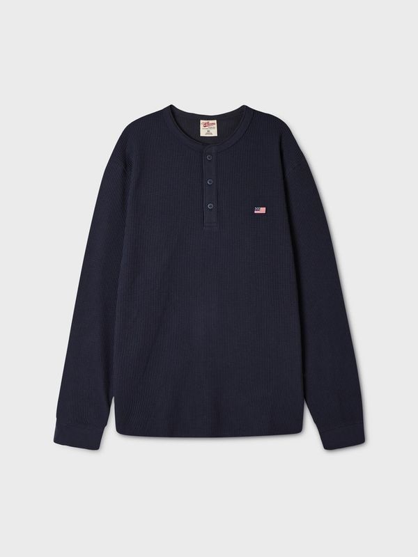 WHOAU Áo thun USA Waffle Henryneck T-shirt_WHLAGB833U