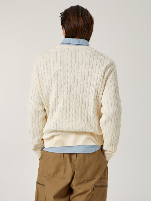 WHOAU Áo len nam Steve Cable Sweater_WHKAG1121M