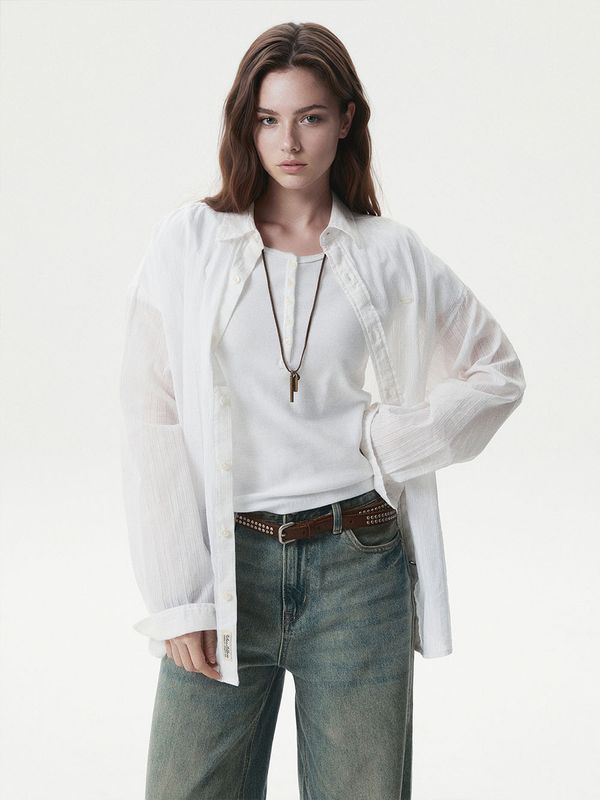 WHOAU Áo sơ mi nữ Summer Long Sleeve Shirts_WHYAG2541F