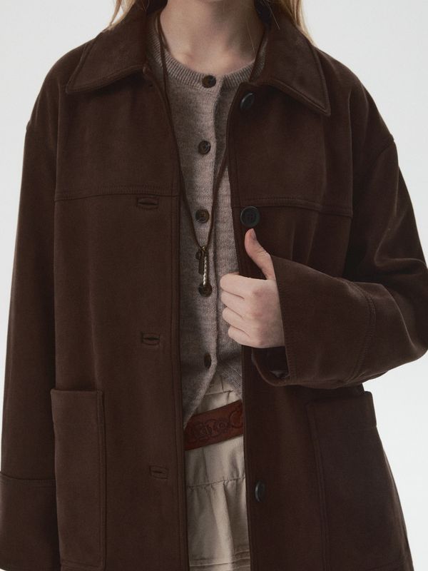 WHOAU Áo khoác Synthetic Suede Half Jacket_WHJKGB932F