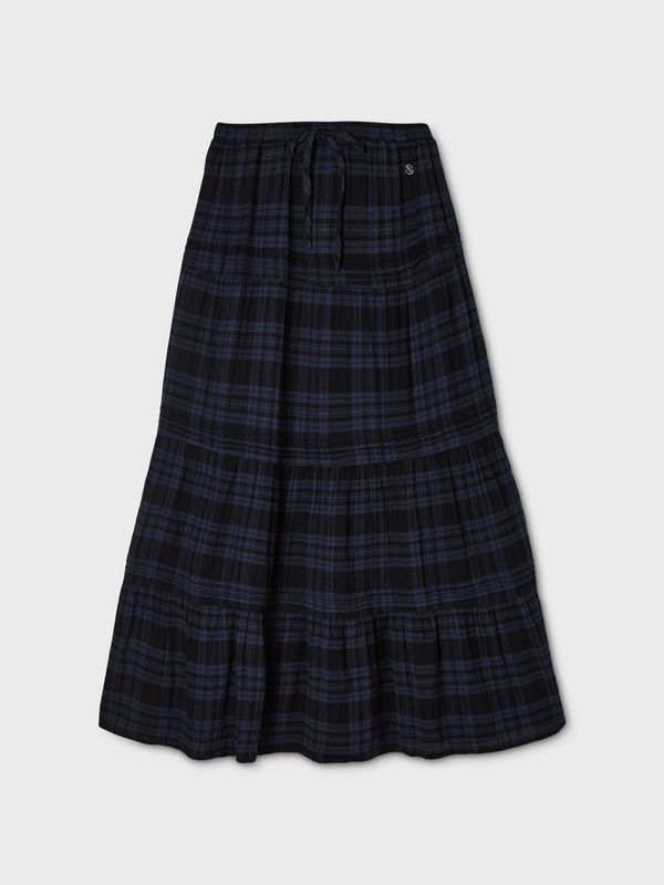 WHOAU Chân váy Check long tiered skirt_WHWHGB822F