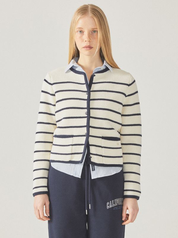 Stripe Button Outer Cardigan_WHCKF1251F