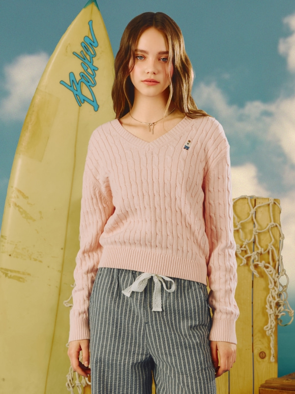 Steve V-neck Cable Sweater