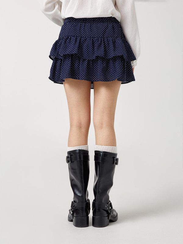 Dot Short Tiered Skirt