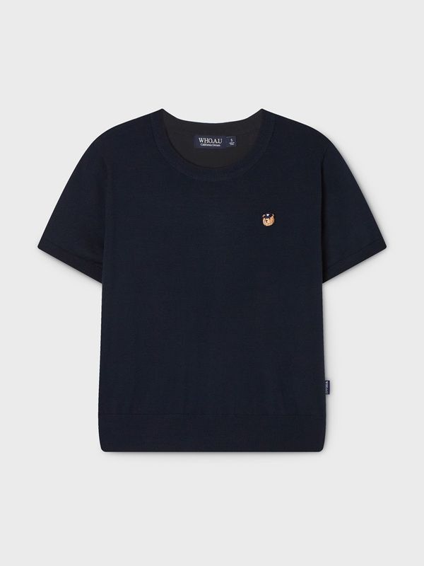 WHOAU Áo len tay ngắn Steve R-neck Plain Short Sleeve Sweater_WHKAG2425F