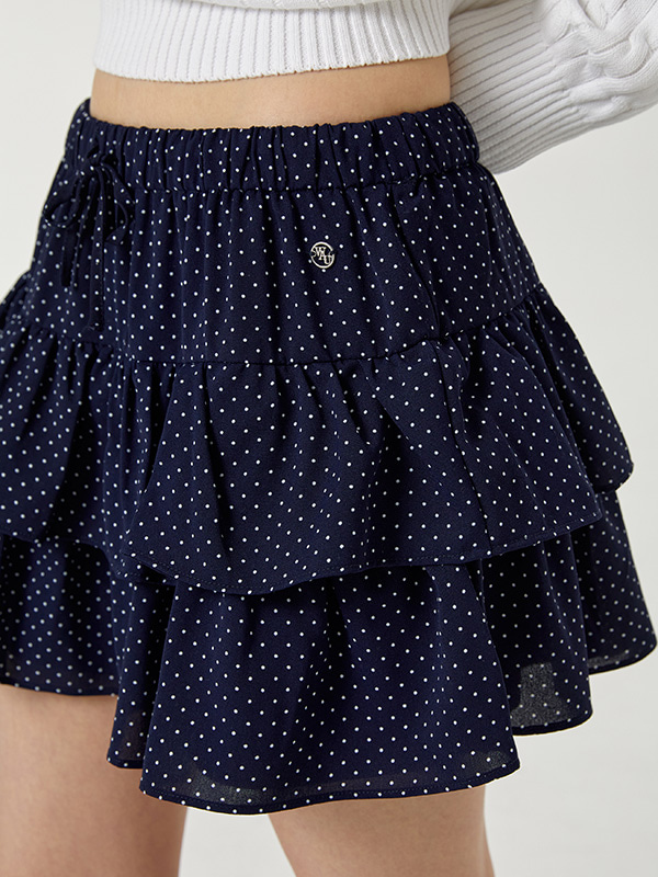 Dot Short Tiered Skirt