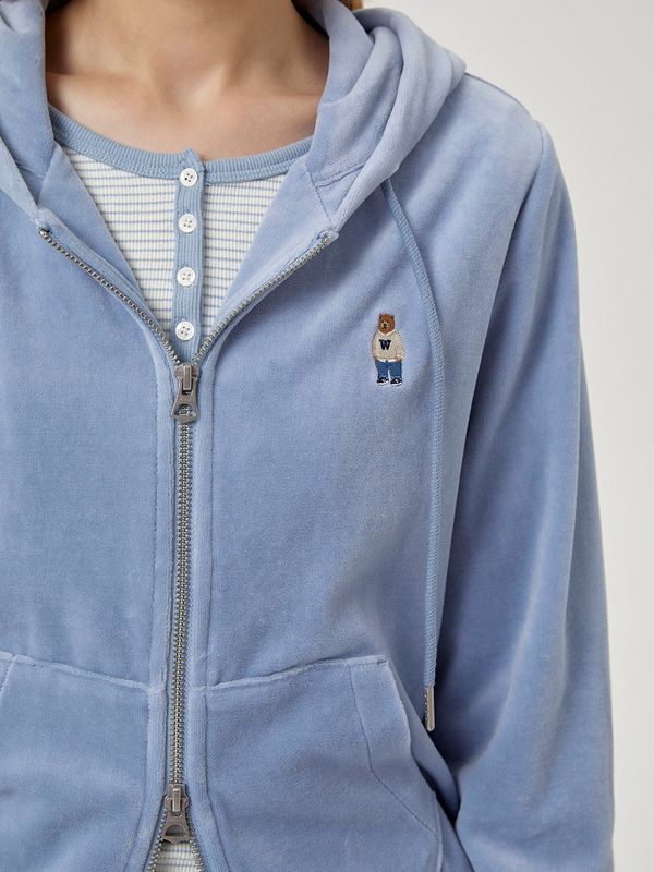 WHOAU Áo nỉ Steve Velour Hood Zip-up[B]_WHMZF4V51F