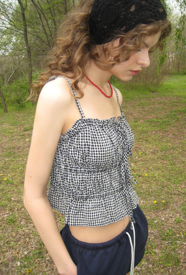 WHOAU Áo kiểu nữ Dobby Check Blouse_WHBLG2541F