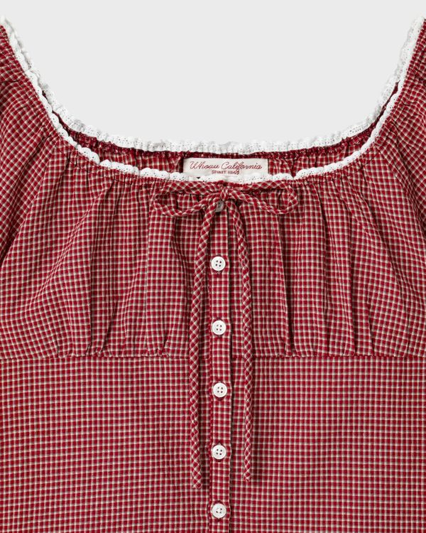 WHOAU Áo kiểu nữ Meichan Plaid Top_WHBLG2531B