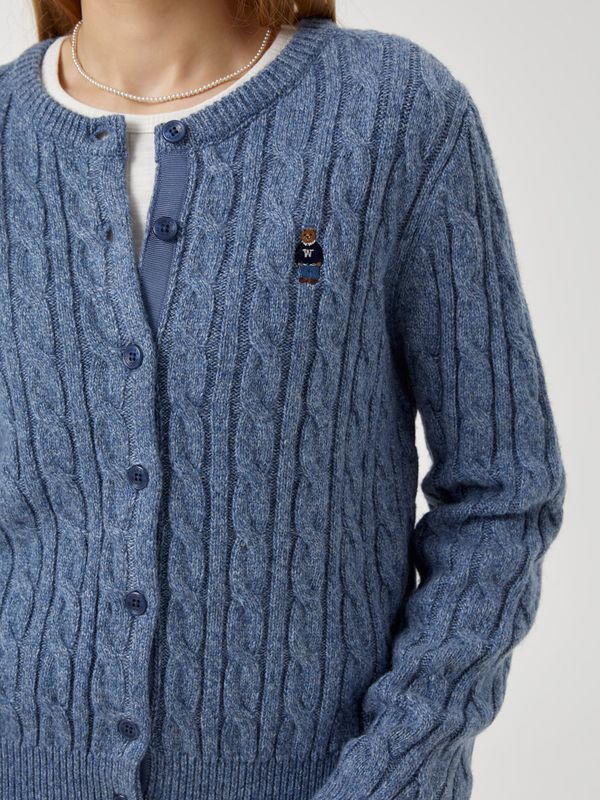 WHOAU Áo len nữ Steve Color Cable Cardigan(F)_WHCKF4902F