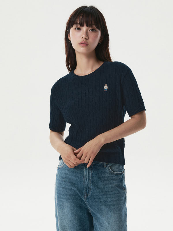 WHOAU Áo len Steve Melange Short Sleeve Sweater_WHKAG2412F