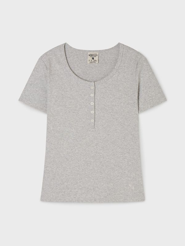 Ribbed Henry Neck T-shirt