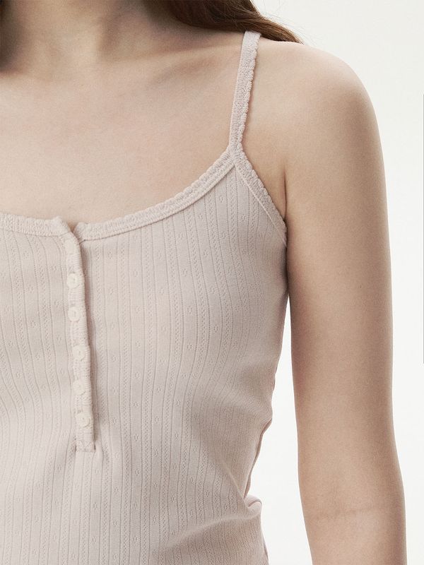 WHOAU Áo nữ Eyelet Henry Neck Sleeveless