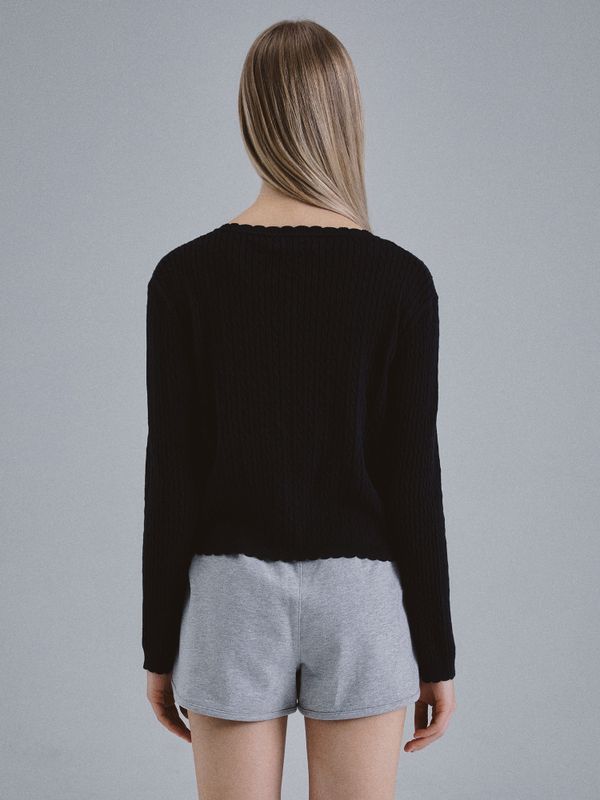 HighGauge Cotton Cable Scallop Cardigan_WHCKF2491F