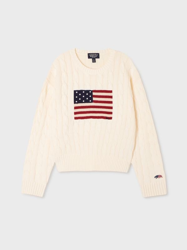 WHOAU Áo len USA American Flag Cable Pullover(F)_WHKAGB925F