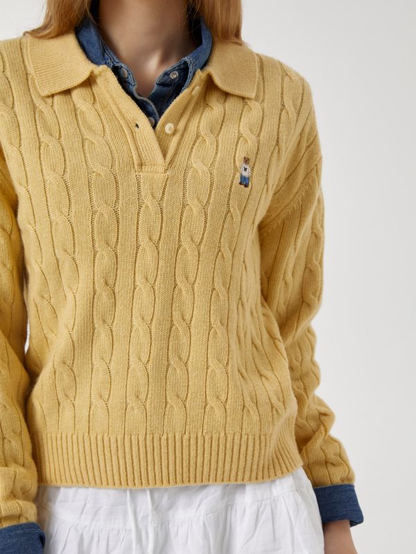 Steve Cable Button Collar Pullover_WHKAF4931F