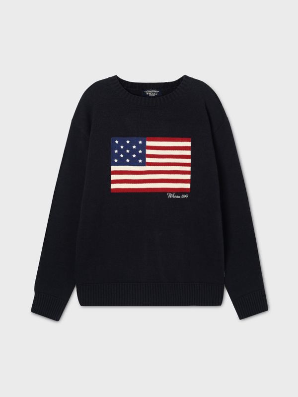 American Flag Intarsia Pullover
