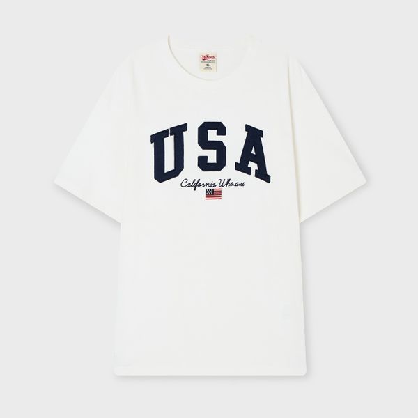 WHOAU Áo thun UNISEX USA Patch T-shirt_WHRAG2431U