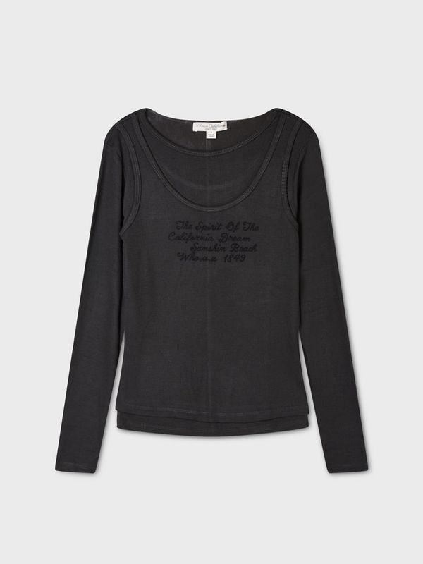 WHOAU Áo thun nữ Lettering 2-way Layered T-shirt(F)_WHLAGB865F