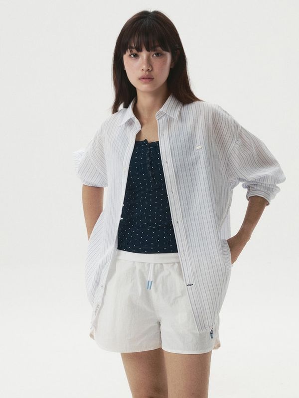 WHOAU Áo sơ mi nữ Loose Fit Striped Shirt WHYSGB731F