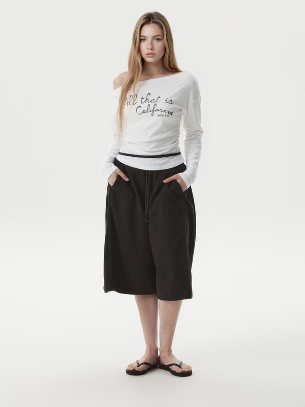 WHOAU Áo thun trễ vai One-Shoulder Long Sleeve T-shirt(F)_WHLAGB827F