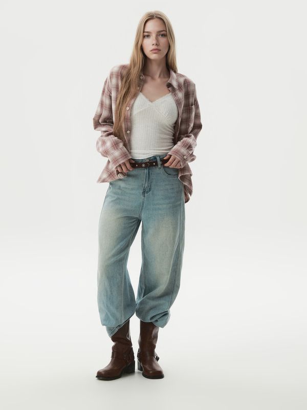 WHOAU Áo Sơ mi Flannel Loose-Fit Check Shirts(F)_WHYCGBT41F