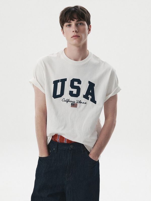 WHOAU Áo thun UNISEX USA Patch T-shirt_WHRAG2431U