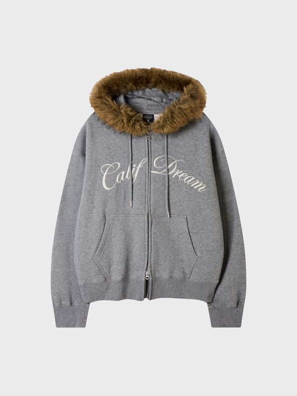 WHOAU Áo khoác nỉ Fur-Trimmed Hood Zip-up_WHMZGBV23U