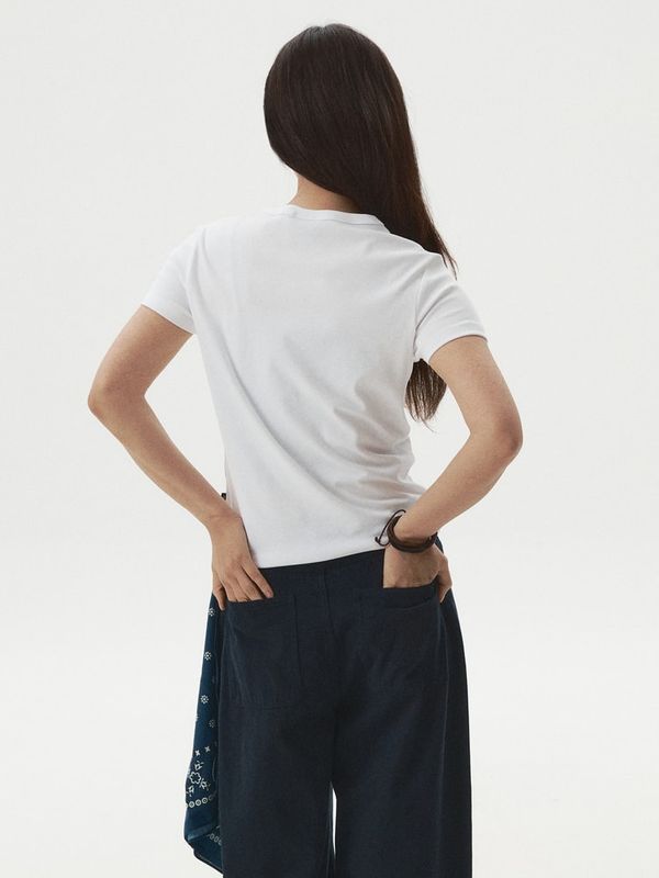 WHOAU Áo thun nữ Steve Embroidery Shorts Sleeve T-shirt[B]_WHRAGB751F