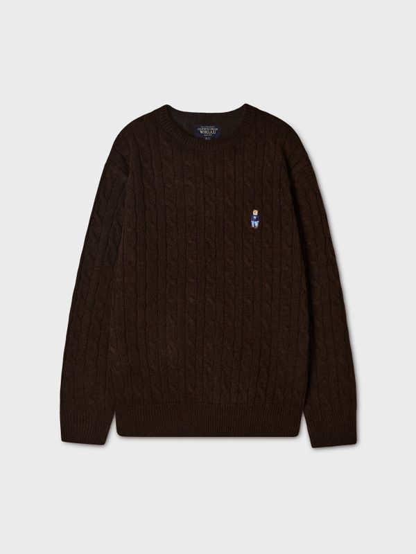 WHOAU Áo len unisex Steve Cable R-neck Pullover(U)_WHKAGB923U