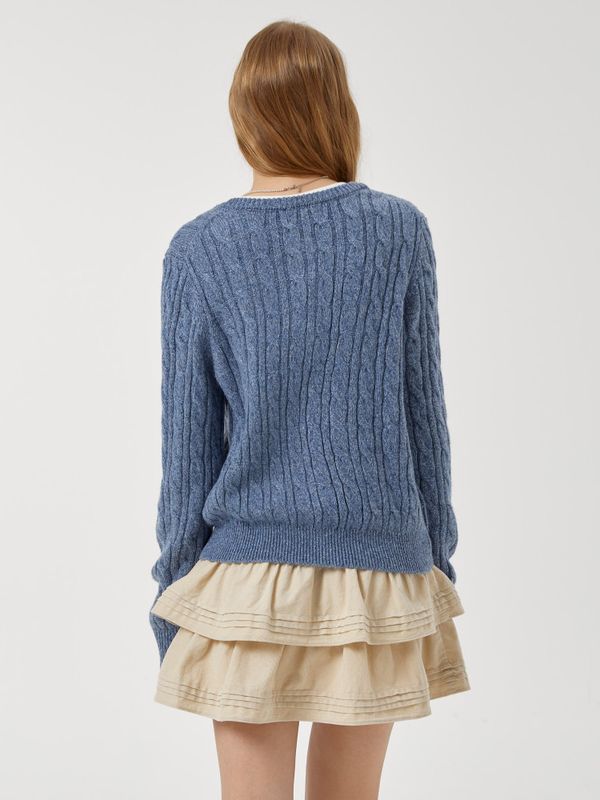 WHOAU Áo len nữ Steve Color Cable Cardigan(F)_WHCKF4902F