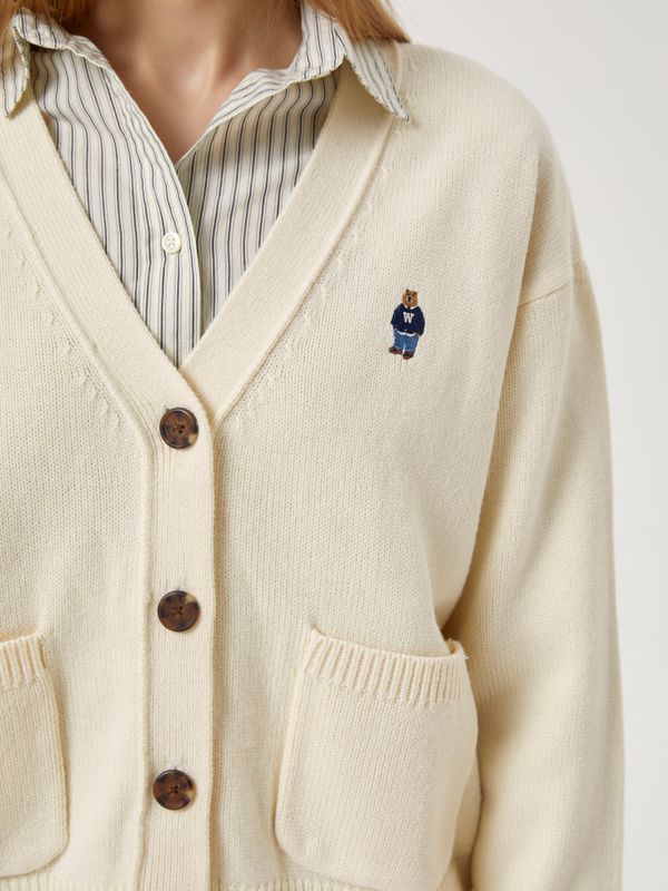 WHOAU Áo len unisex Steve V-neck Cardigan_WHCKF4911U