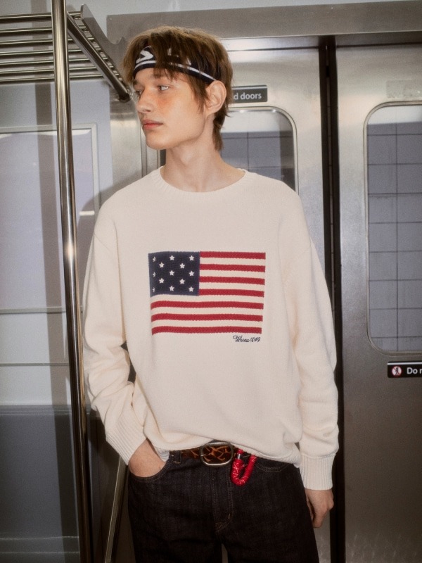 American Flag Intarsia Pullover (New)