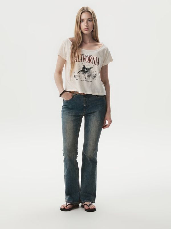 WHOAU Áo thun nữ Rock Music One-Shoulder T-shirt(F)_WHRPGB763F